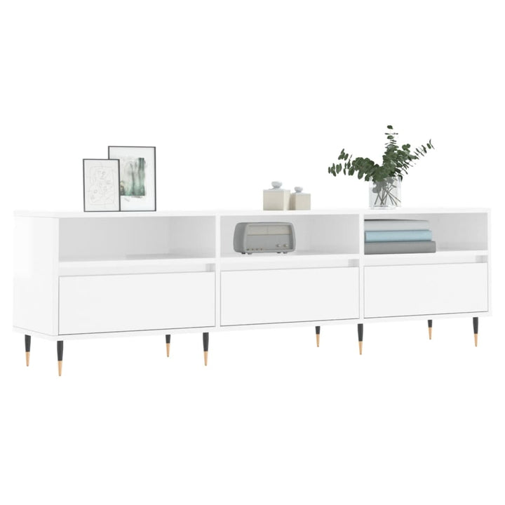 Comodă Tv, Alb Extralucios, 150X30X44,5 Cm, Lemn Prelucrat