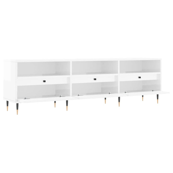 Comodă Tv, Alb Extralucios, 150X30X44,5 Cm, Lemn Prelucrat