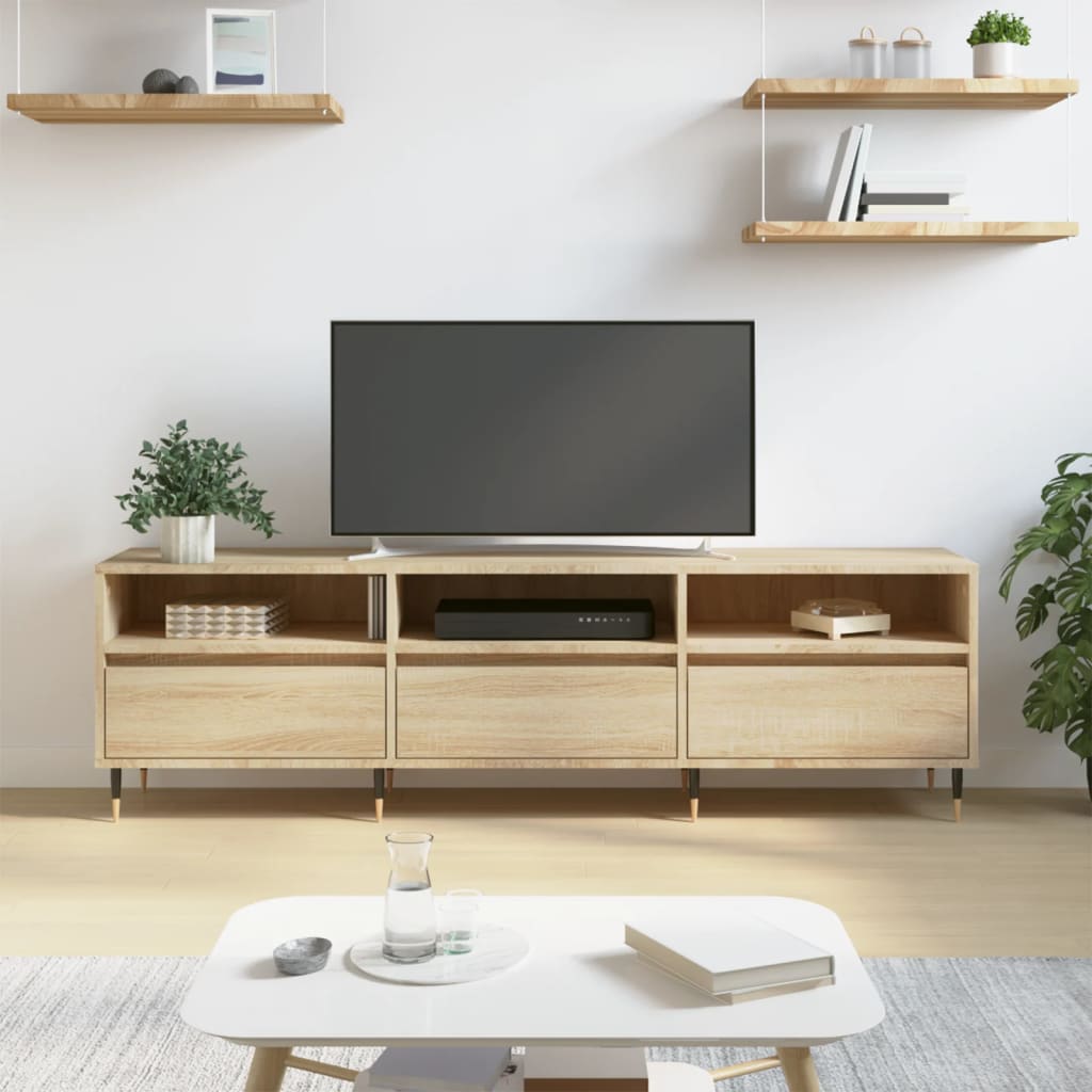 Comodă Tv, Alb Extralucios, 150X30X44,5 Cm, Lemn Prelucrat