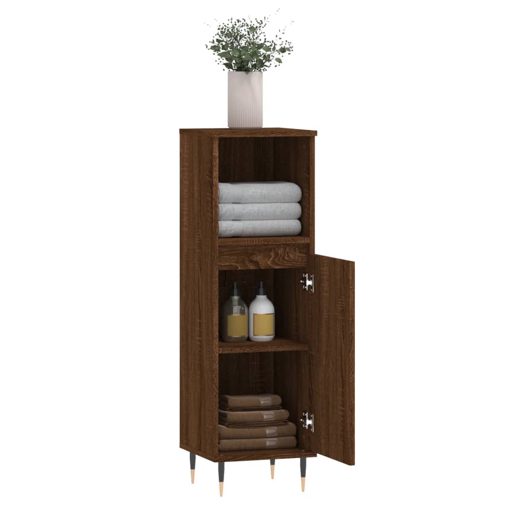 Dulap De Baie, Stejar Maro, 30X30X100 Cm, Lemn Prelucrat