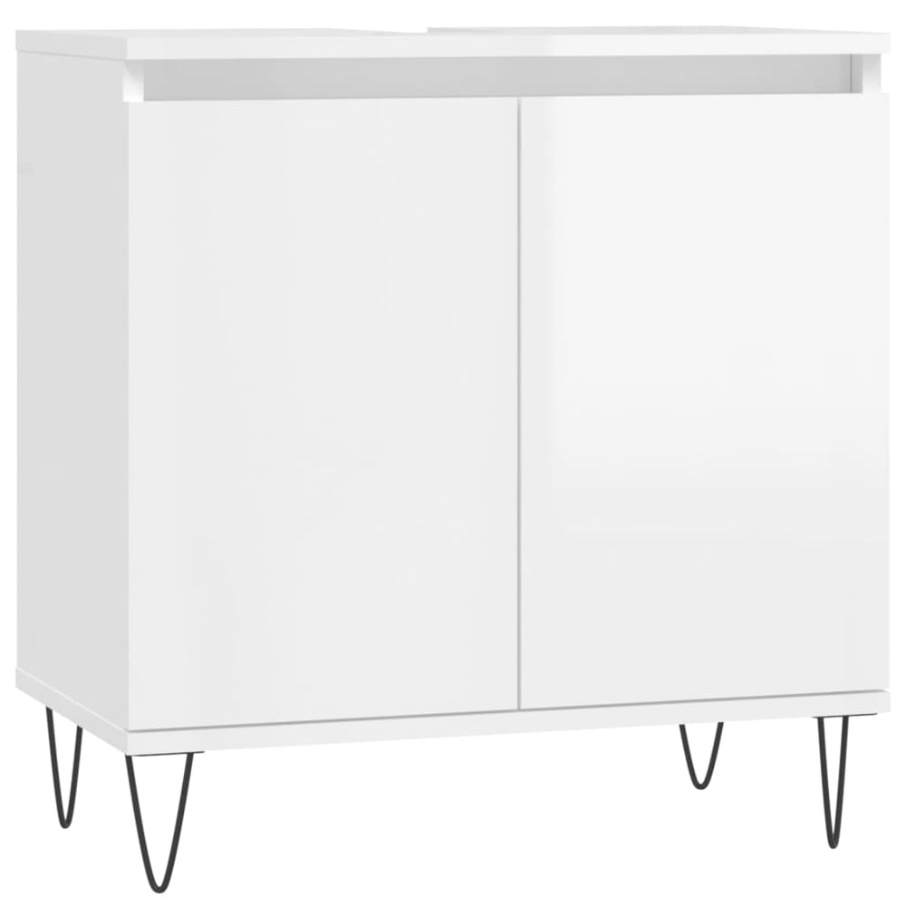Dulap De Baie, Alb Extralucios, 58X33X60 Cm, Lemn Prelucrat