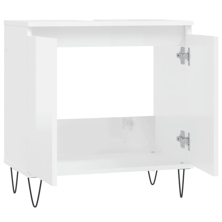 Dulap De Baie, Alb Extralucios, 58X33X60 Cm, Lemn Prelucrat