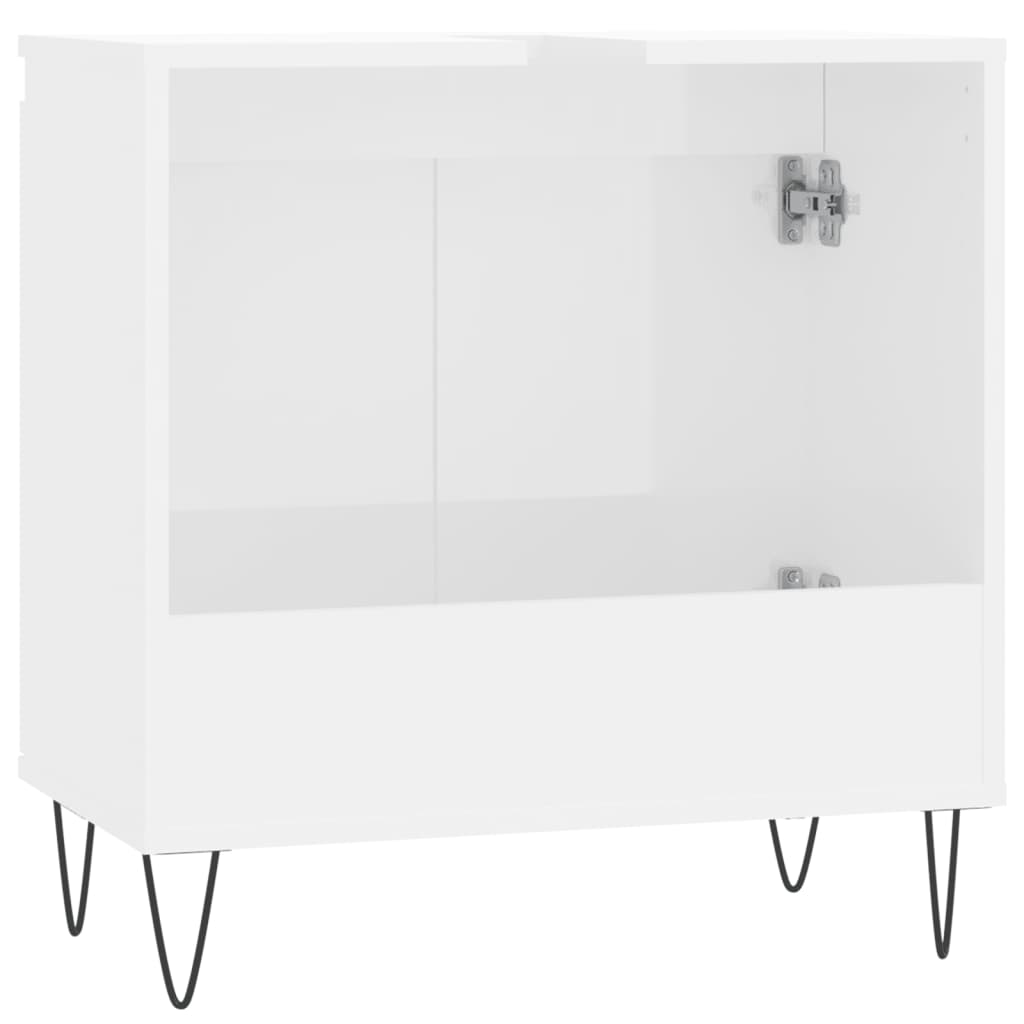Dulap De Baie, Alb Extralucios, 58X33X60 Cm, Lemn Prelucrat