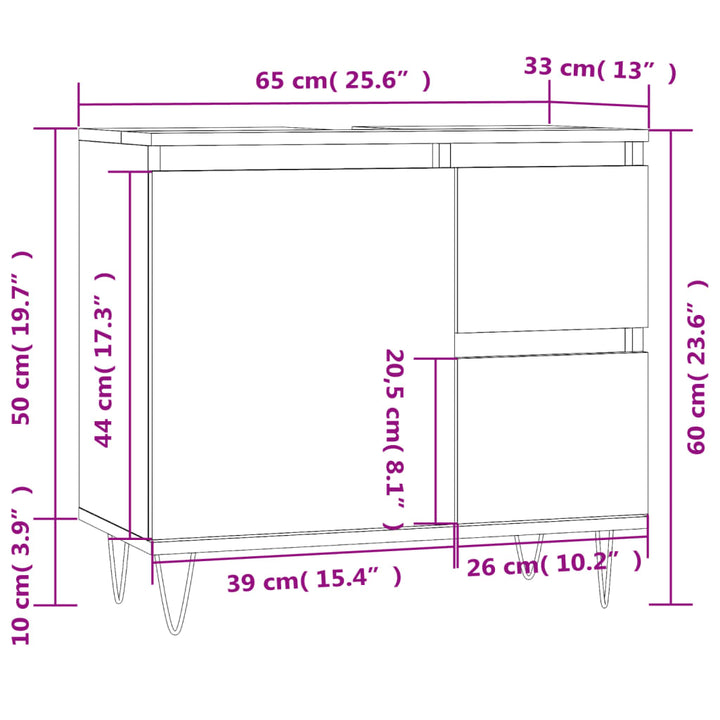Dulap De Baie, Stejar Sonoma, 65X33X60 Cm, Lemn Prelucrat