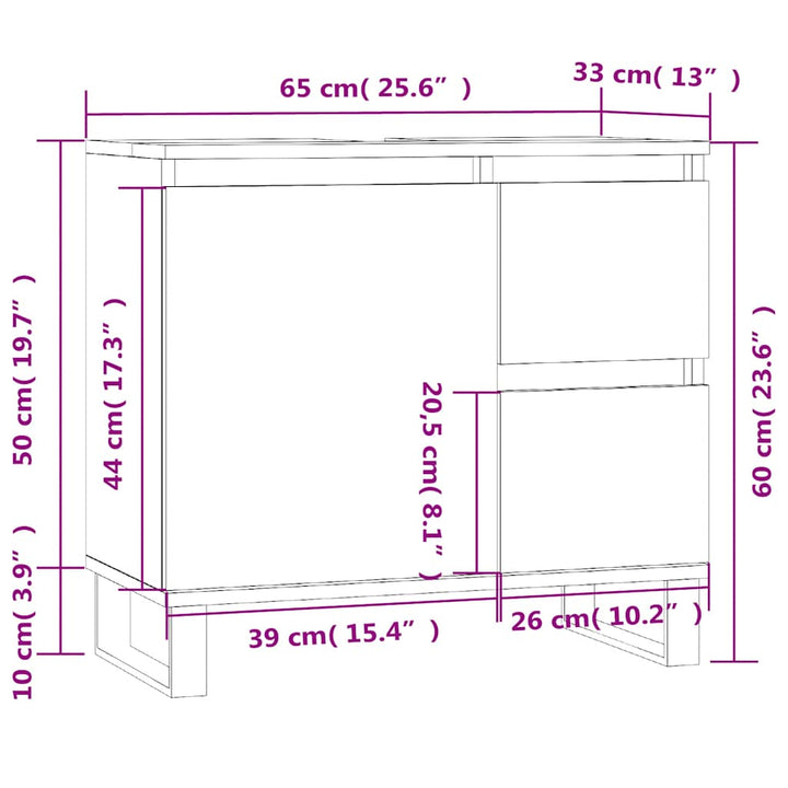 Dulap De Baie, , 65X33X60 Cm, Lemn Prelucrat
