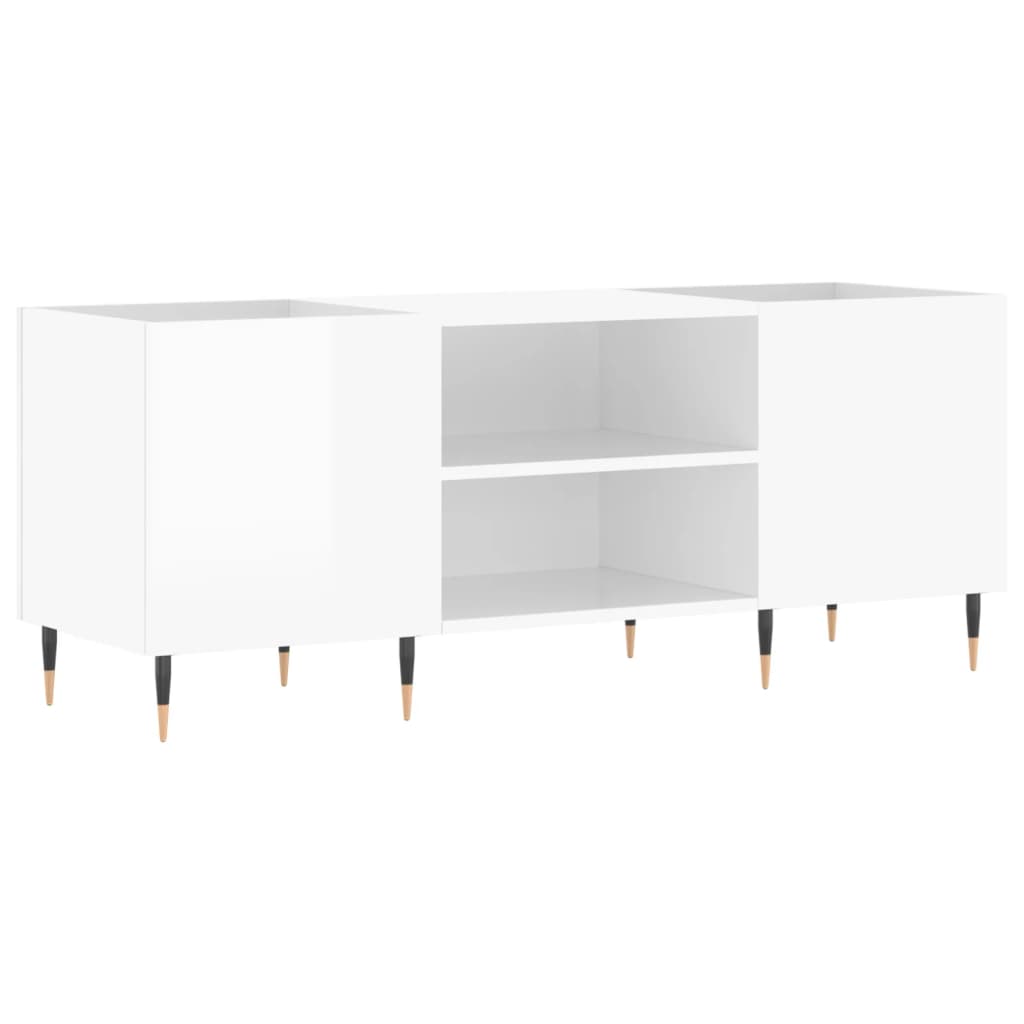 Dulapuri Pentru Discuri Alb Lucios 121X38X48 Cm, Lemn Prelucrat