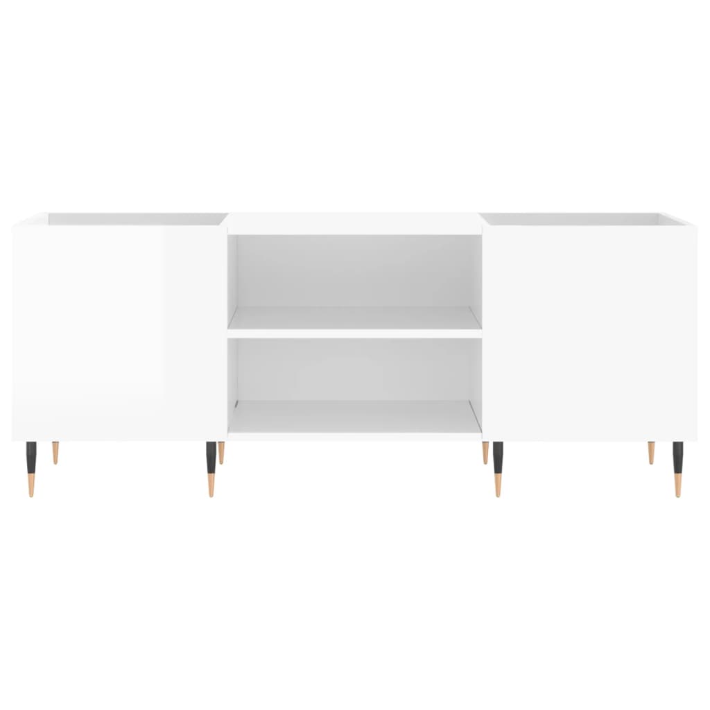 Dulapuri Pentru Discuri Alb Lucios 121X38X48 Cm, Lemn Prelucrat