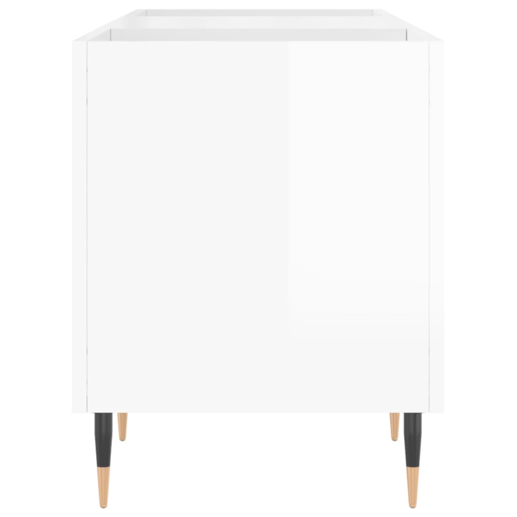 Dulapuri Pentru Discuri Alb Lucios 121X38X48 Cm, Lemn Prelucrat