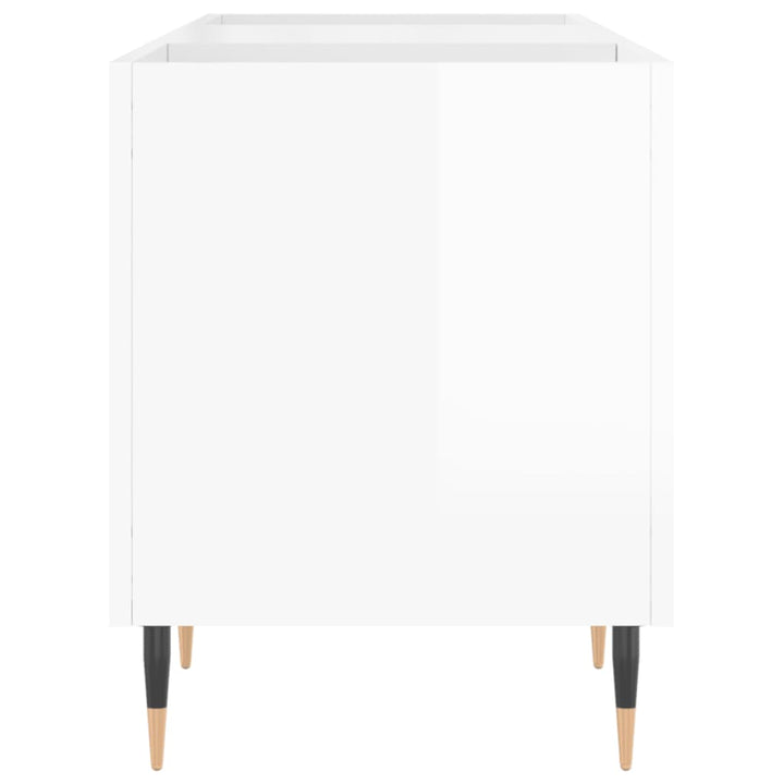 Dulapuri Pentru Discuri Alb Lucios 121X38X48 Cm, Lemn Prelucrat