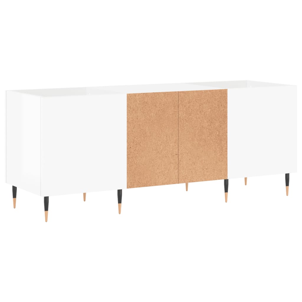 Dulapuri Pentru Discuri Alb Lucios 121X38X48 Cm, Lemn Prelucrat