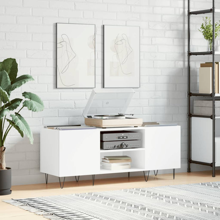 Dulapuri Pentru Discuri Alb Lucios 121X38X48 Cm, Lemn Prelucrat