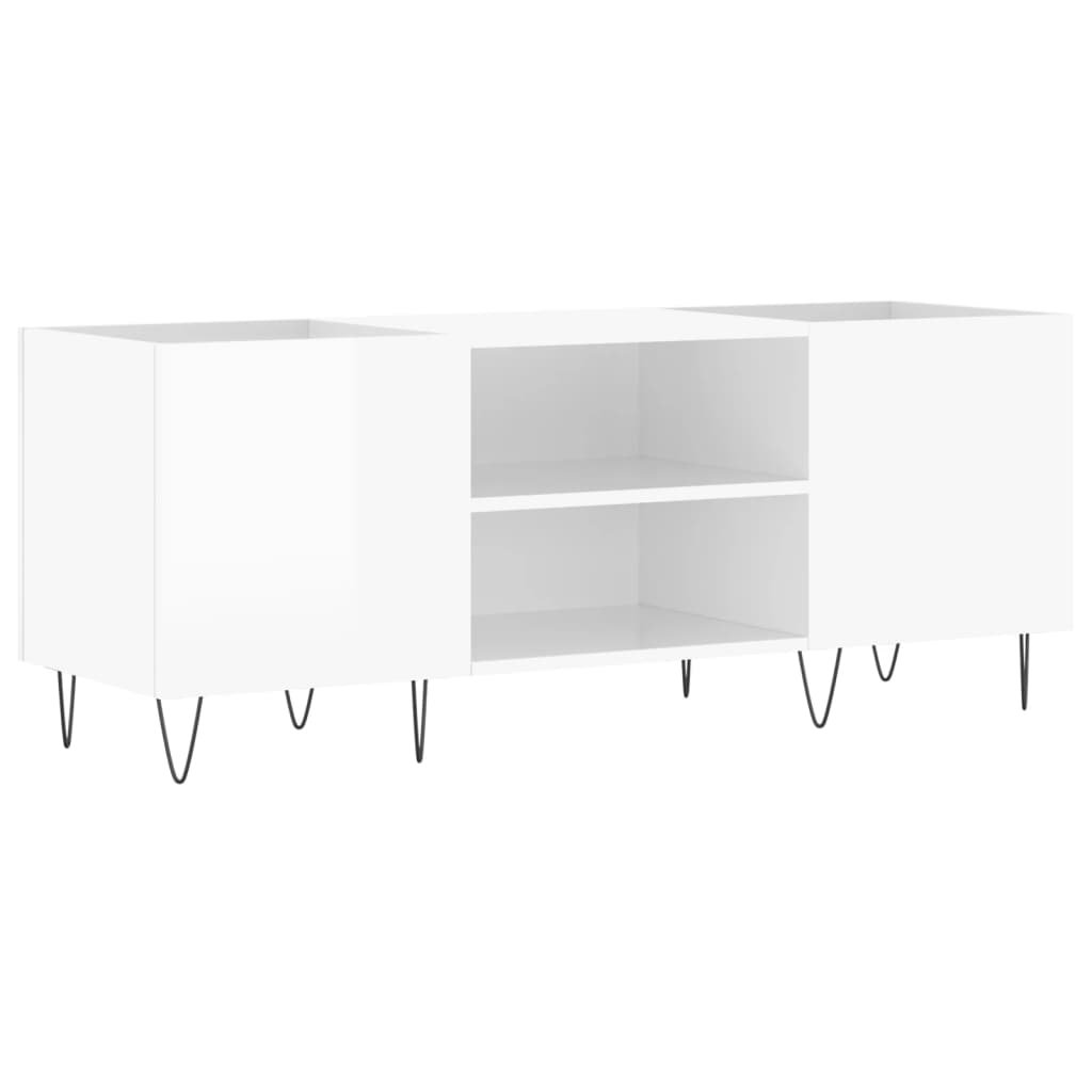 Dulapuri Pentru Discuri Alb Lucios 121X38X48 Cm, Lemn Prelucrat