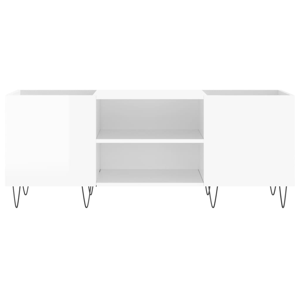 Dulapuri Pentru Discuri Alb Lucios 121X38X48 Cm, Lemn Prelucrat