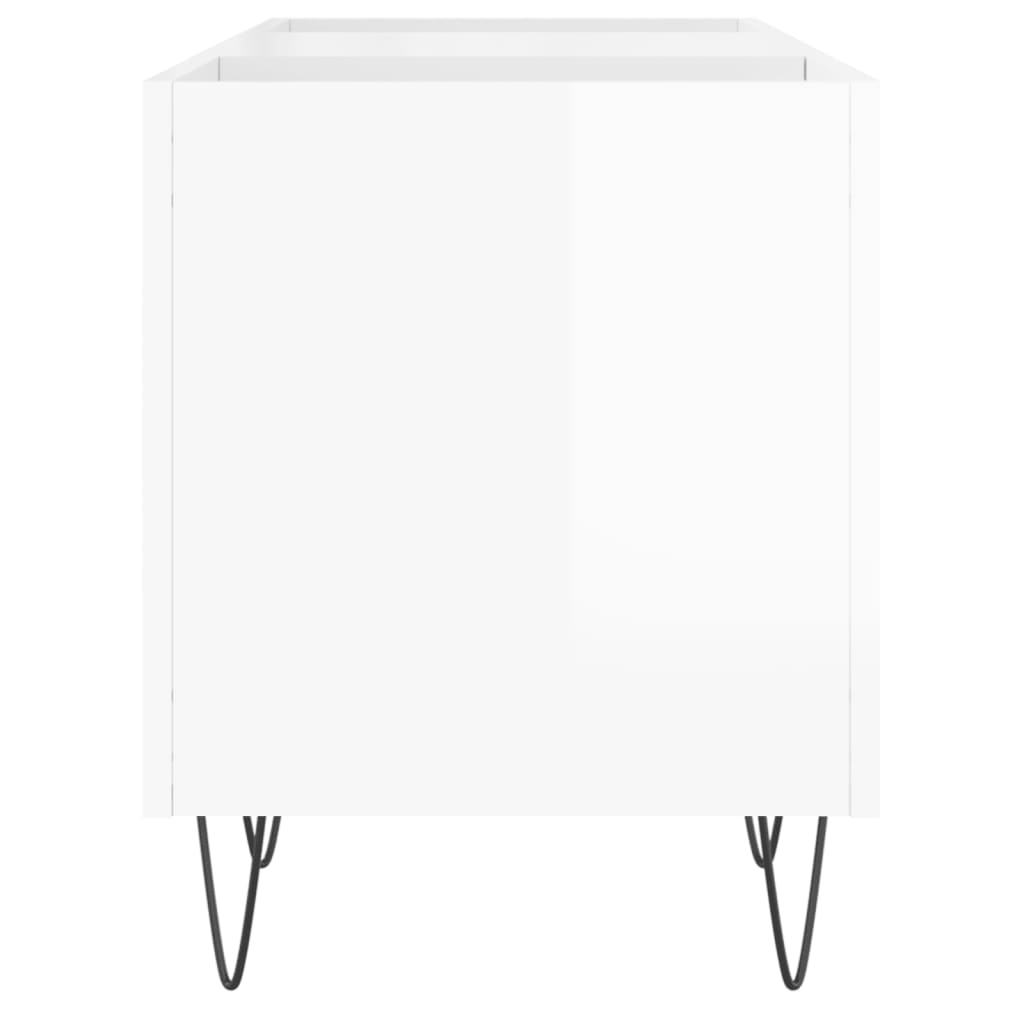 Dulapuri Pentru Discuri Alb Lucios 121X38X48 Cm, Lemn Prelucrat