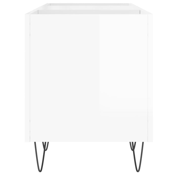 Dulapuri Pentru Discuri Alb Lucios 121X38X48 Cm, Lemn Prelucrat