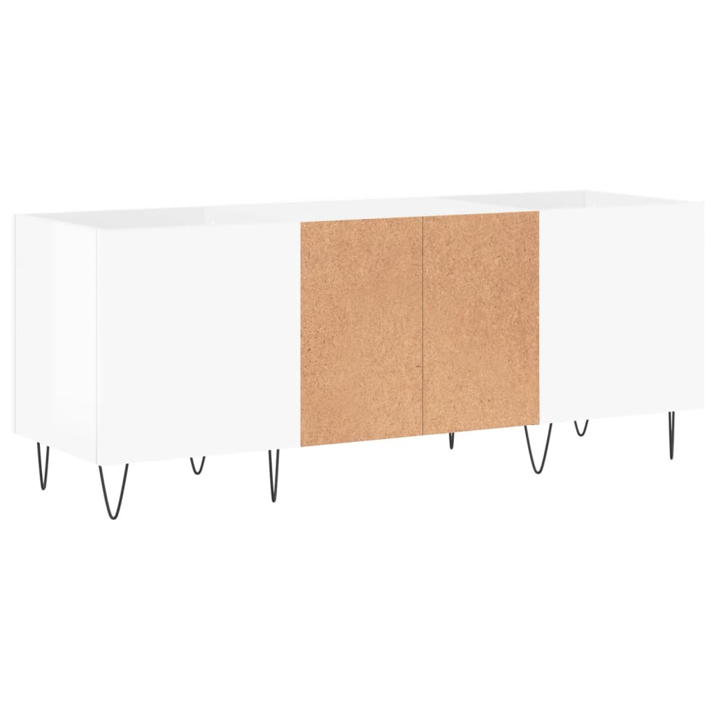 Dulapuri Pentru Discuri Alb Lucios 121X38X48 Cm, Lemn Prelucrat