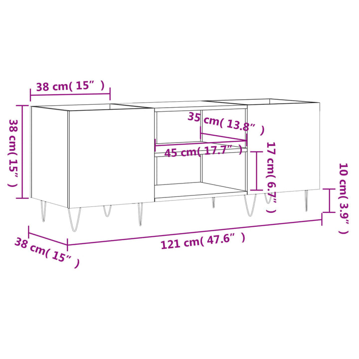 Dulapuri Pentru Discuri Alb Lucios 121X38X48 Cm, Lemn Prelucrat