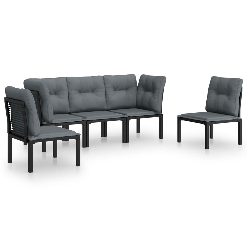 Set Mobilier De Grădină, 5 Piese, Negru/Gri, Poliratan