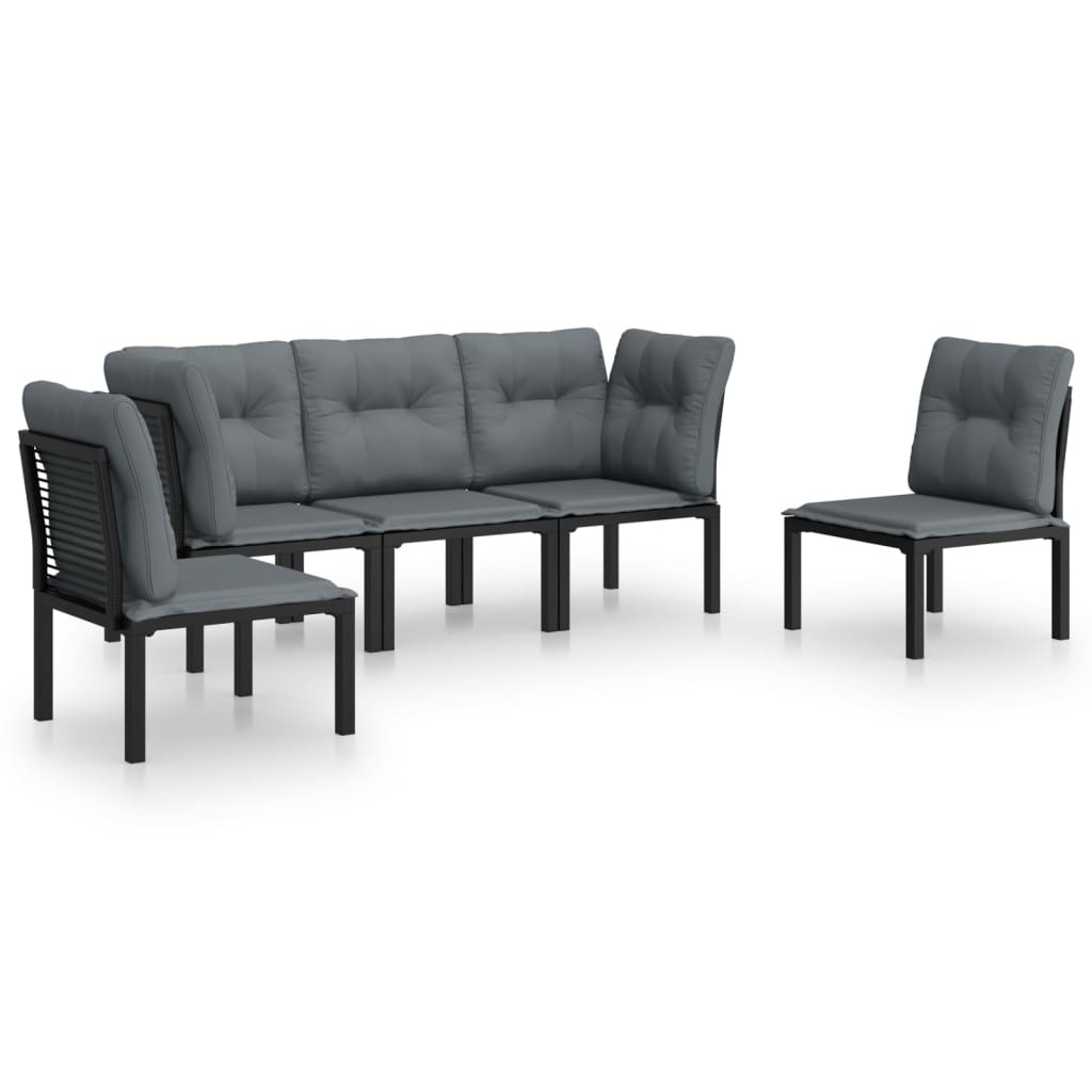 Set Mobilier De Grădină, 5 Piese, Negru/Gri, Poliratan