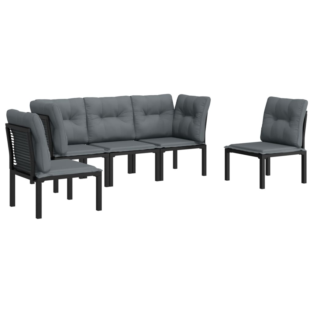 Set Mobilier De Grădină, 5 Piese, Negru/Gri, Poliratan