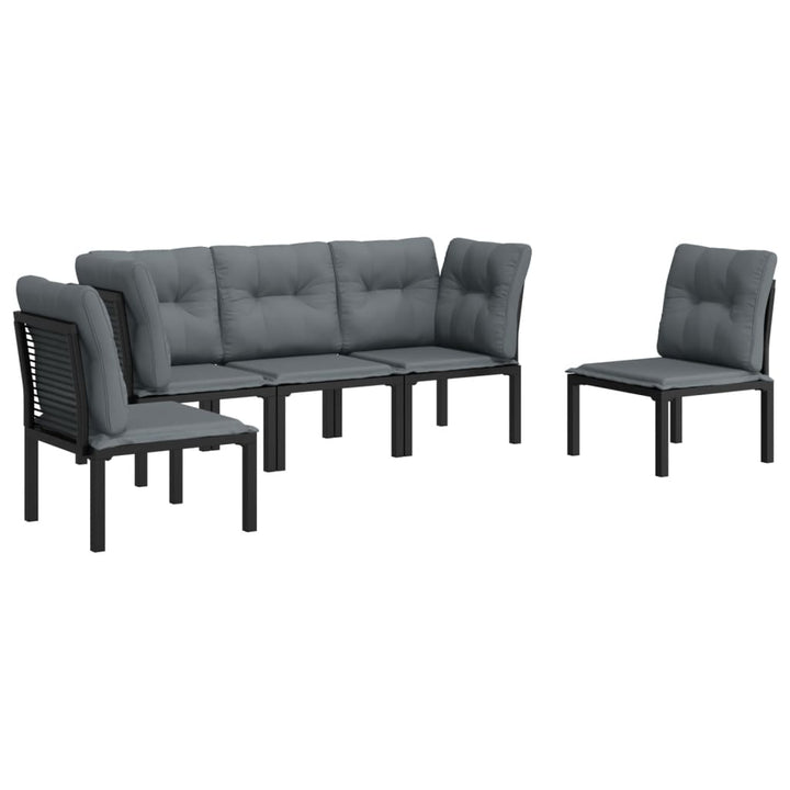 Set Mobilier De Grădină, 5 Piese, Negru/Gri, Poliratan