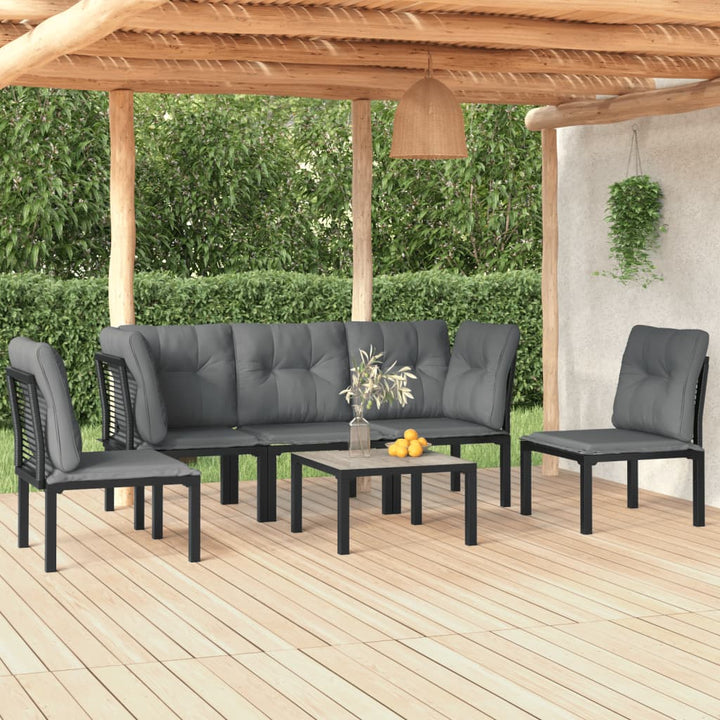 Set Mobilier De Grădină, 5 Piese, Negru/Gri, Poliratan