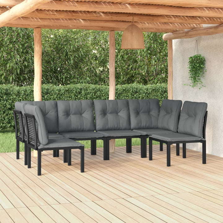 Set Mobilier De Grădină, 5 Piese, Negru/Gri, Poliratan