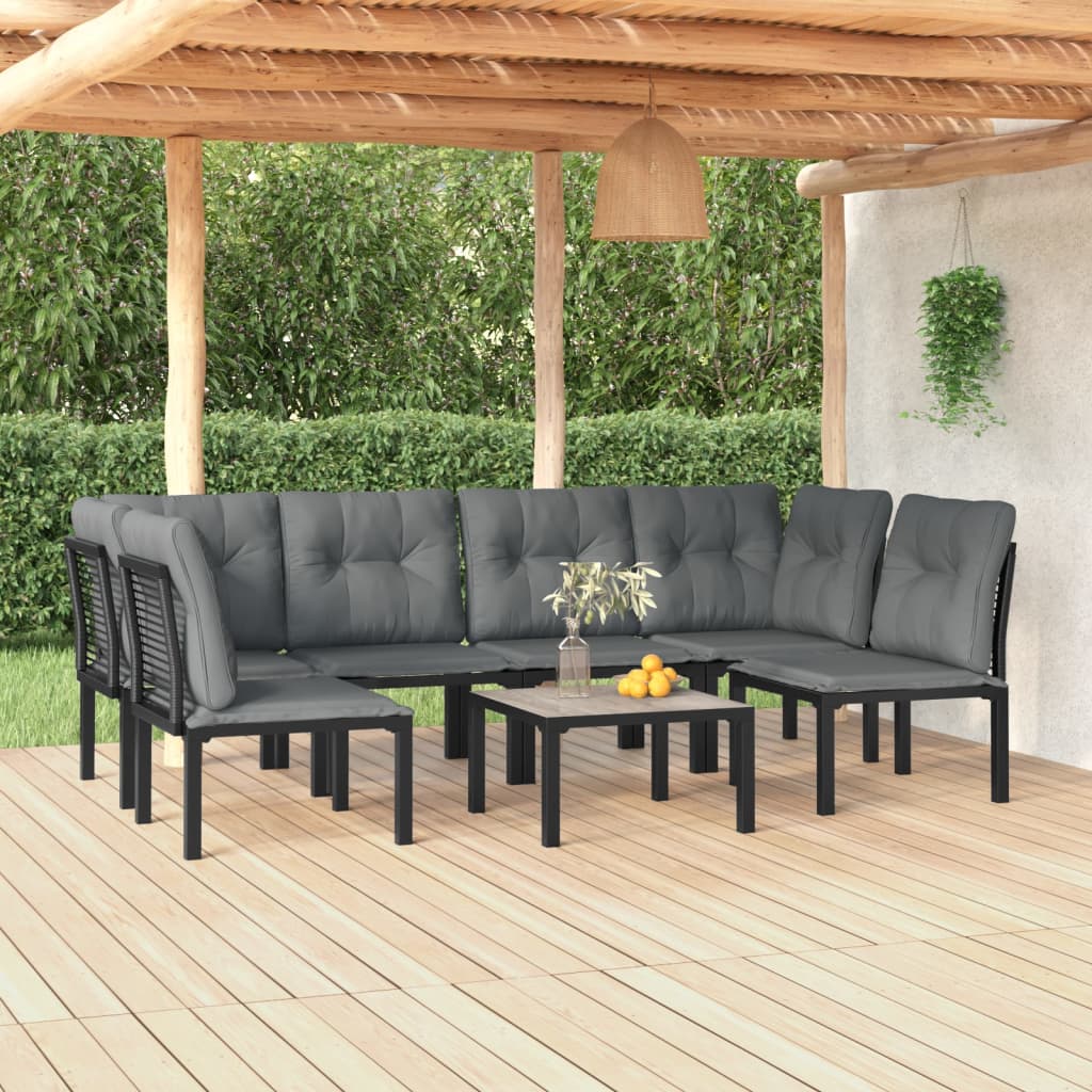 Set Mobilier De Grădină, 5 Piese, Negru/Gri, Poliratan