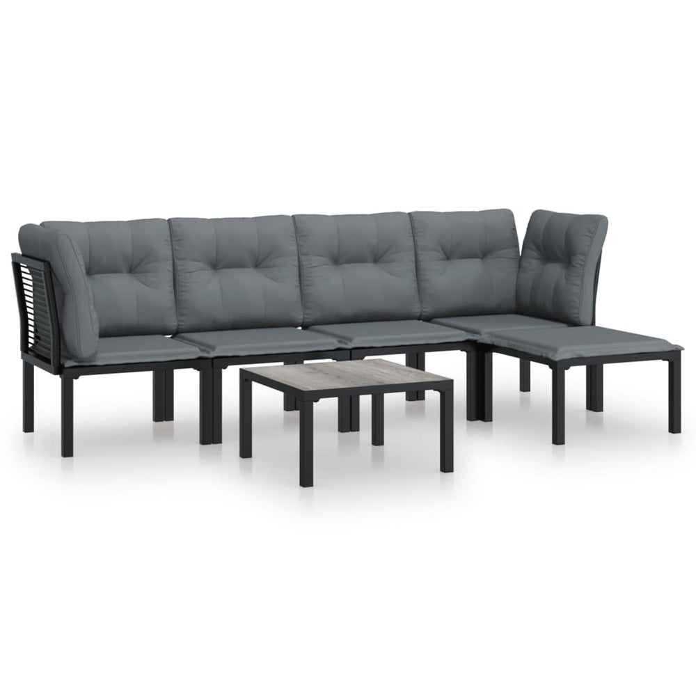 Set Mobilier De Grădină, 6 Piese, Negru Și Gri, Poliratan