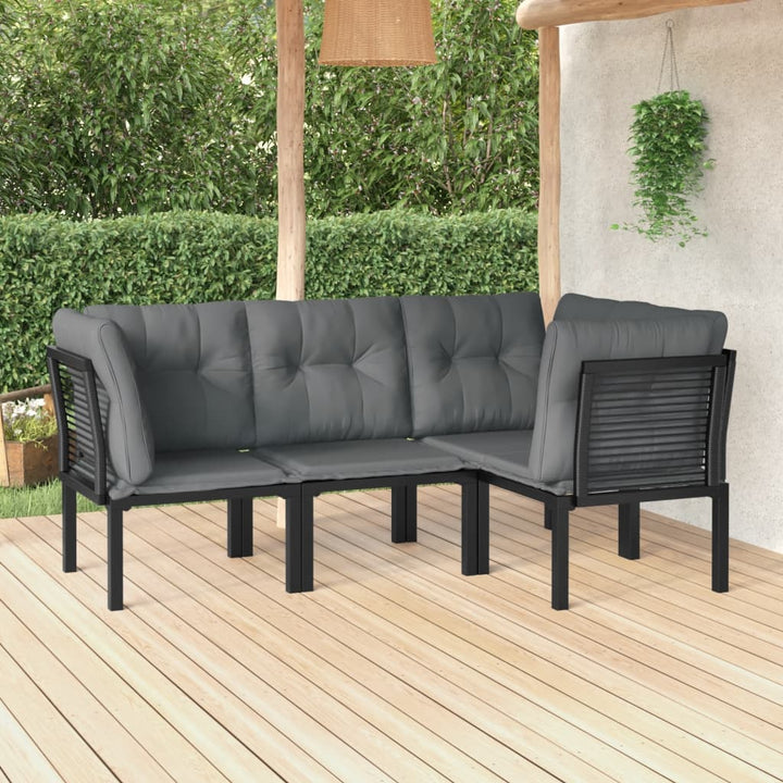 Set Mobilier De Grădină, 5 Piese, Negru/Gri, Poliratan