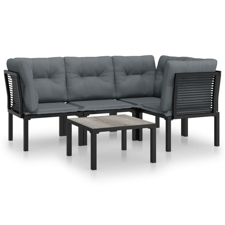 Set Mobilier De Grădină, 5 Piese, Negru/Gri, Poliratan