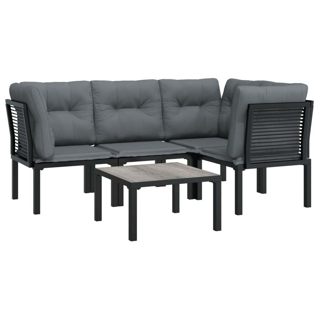 Set Mobilier De Grădină, 5 Piese, Negru/Gri, Poliratan