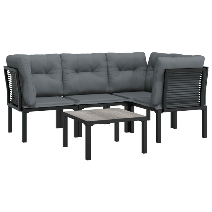 Set Mobilier De Grădină, 5 Piese, Negru/Gri, Poliratan