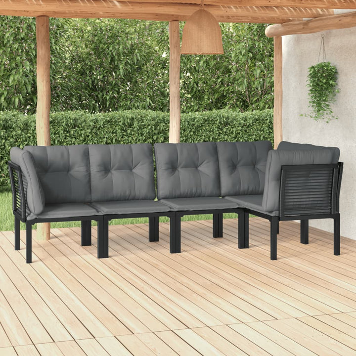 Set Mobilier De Grădină, 5 Piese, Negru/Gri, Poliratan