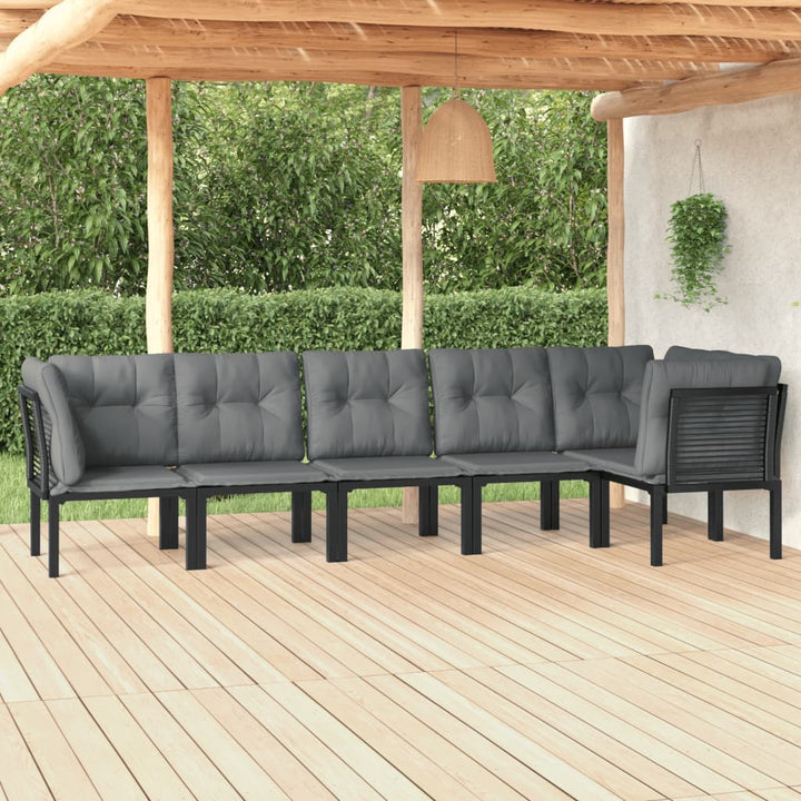 Set Mobilier De Grădină, 5 Piese, Negru/Gri, Poliratan