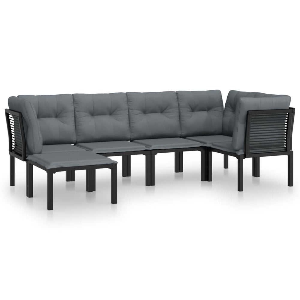 Set Mobilier De Grădină, 6 Piese, Negru Și Gri, Poliratan