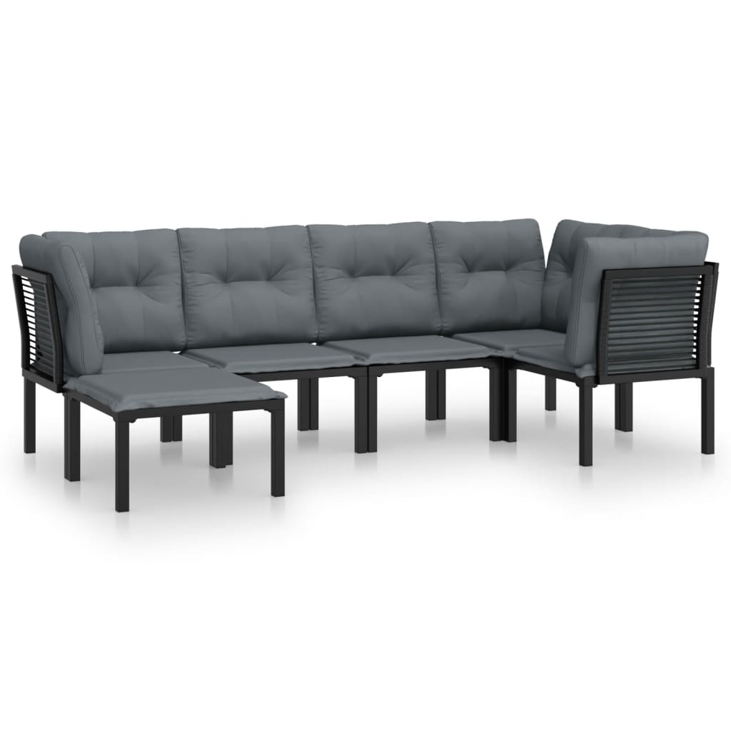 Set Mobilier De Grădină, 6 Piese, Negru Și Gri, Poliratan