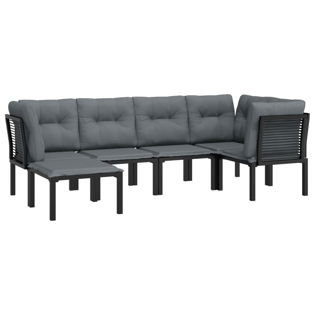 Set Mobilier De Grădină, 6 Piese, Negru Și Gri, Poliratan