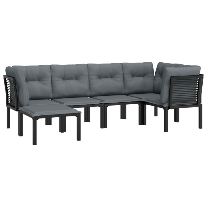 Set Mobilier De Grădină, 6 Piese, Negru Și Gri, Poliratan
