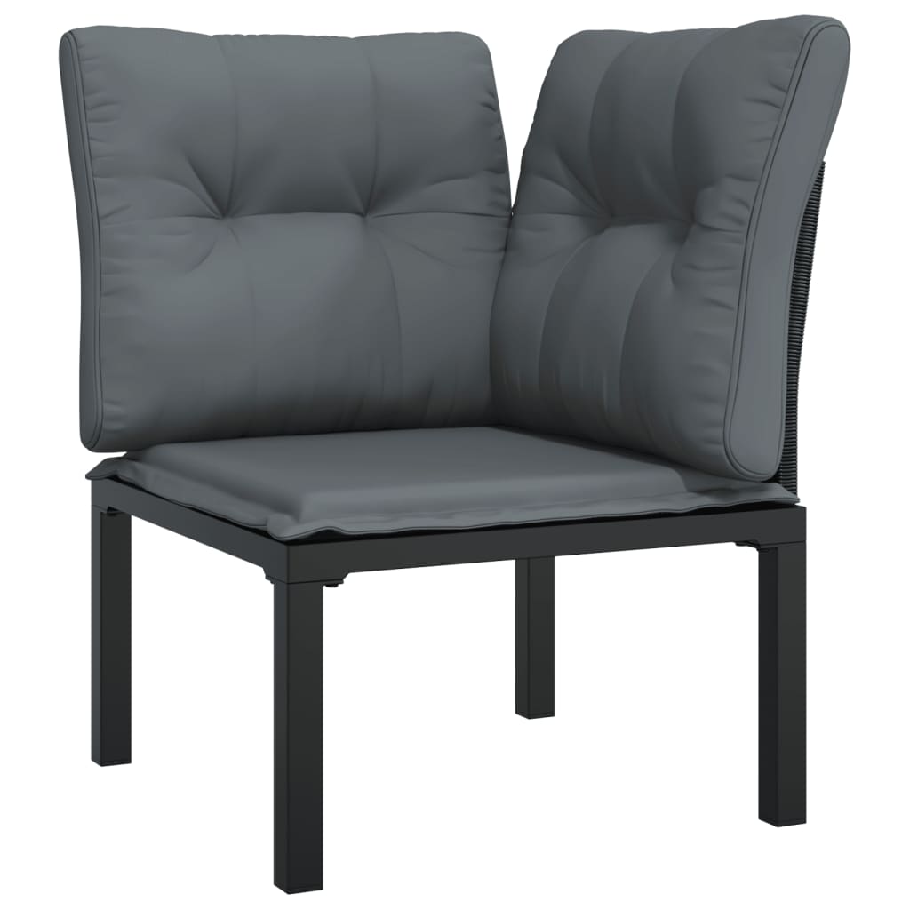 Set Mobilier De Grădină, 6 Piese, Negru Și Gri, Poliratan