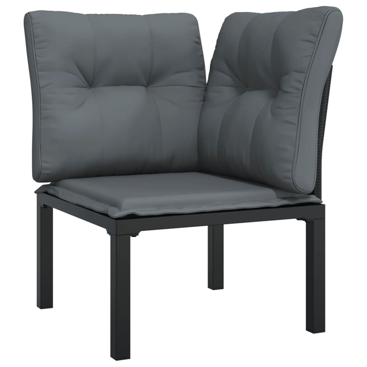 Set Mobilier De Grădină, 6 Piese, Negru Și Gri, Poliratan
