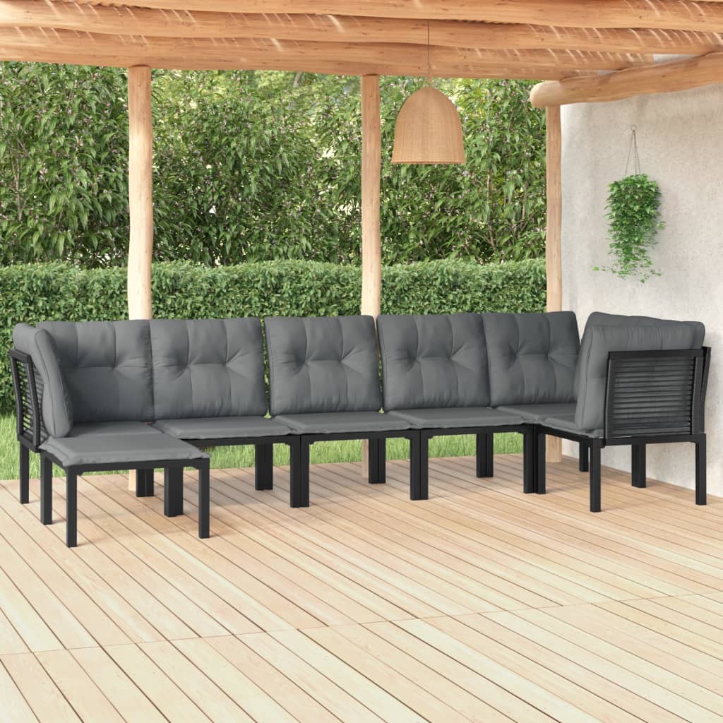 Set Mobilier De Grădină, 6 Piese, Negru Și Gri, Poliratan