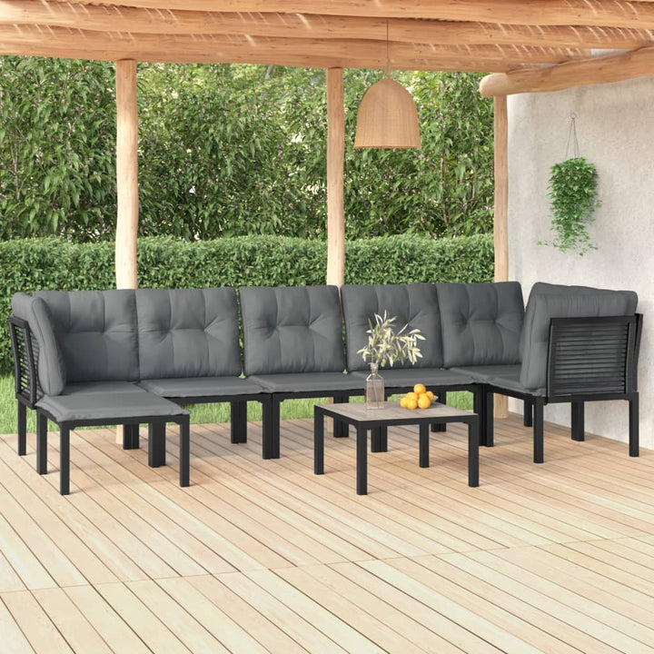 Set Mobilier De Grădină, 6 Piese, Negru Și Gri, Poliratan