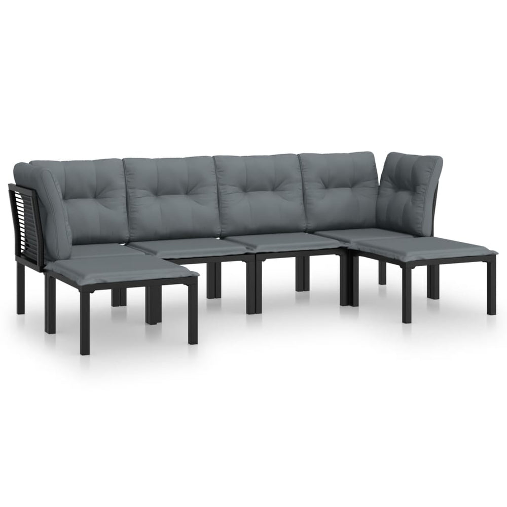 Set Mobilier De Grădină, 6 Piese, Negru Și Gri, Poliratan