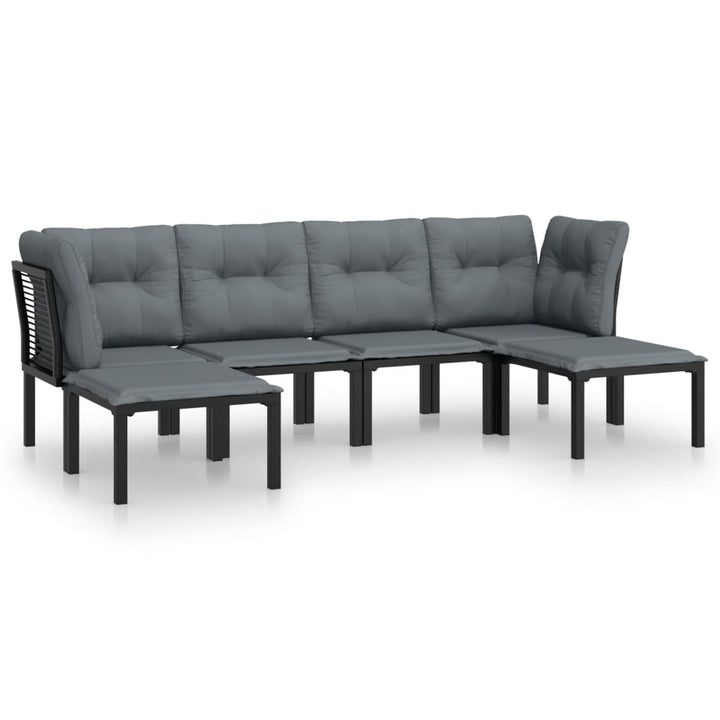 Set Mobilier De Grădină, 6 Piese, Negru Și Gri, Poliratan
