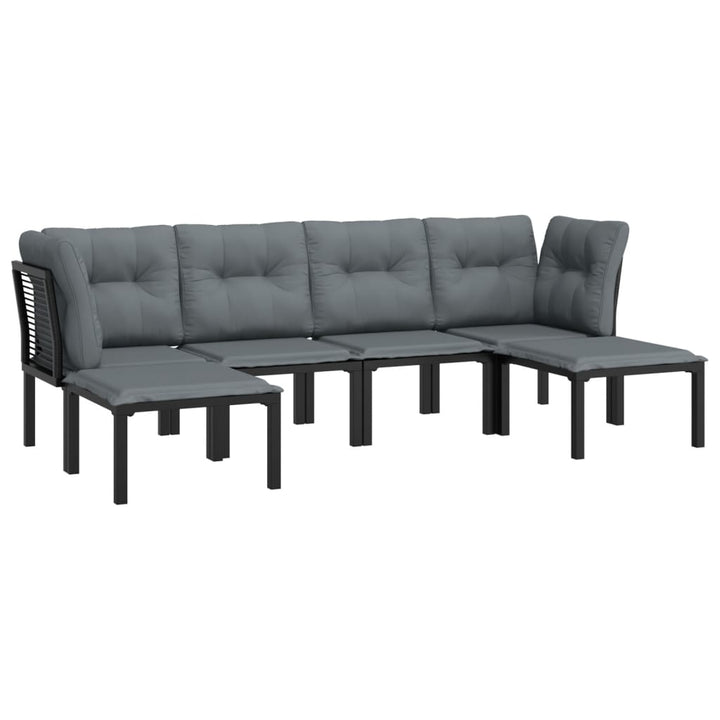 Set Mobilier De Grădină, 6 Piese, Negru Și Gri, Poliratan
