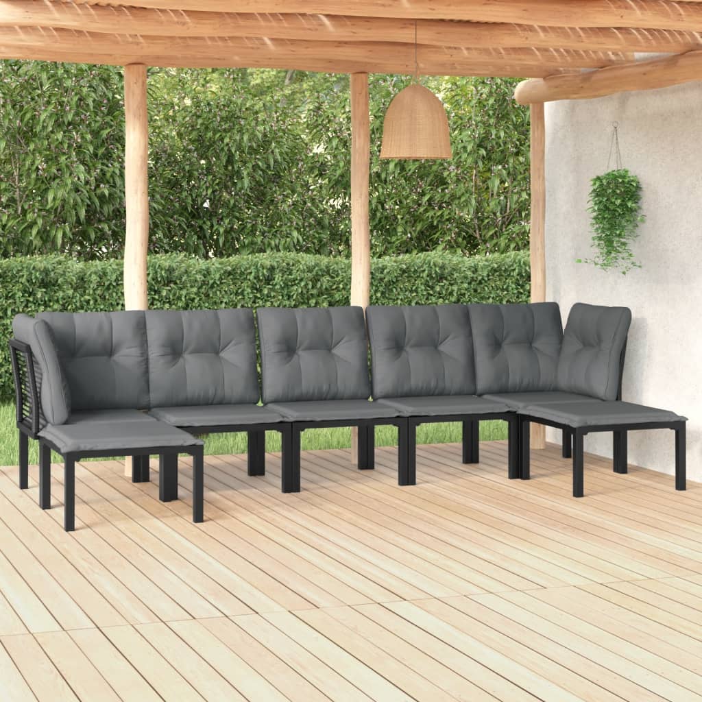 Set Mobilier De Grădină, 6 Piese, Negru Și Gri, Poliratan