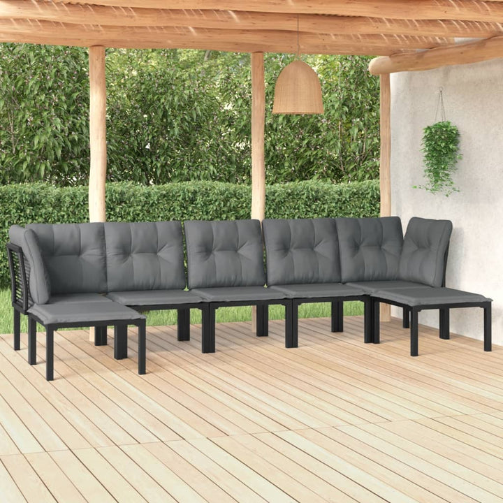 Set Mobilier De Grădină, 6 Piese, Negru Și Gri, Poliratan