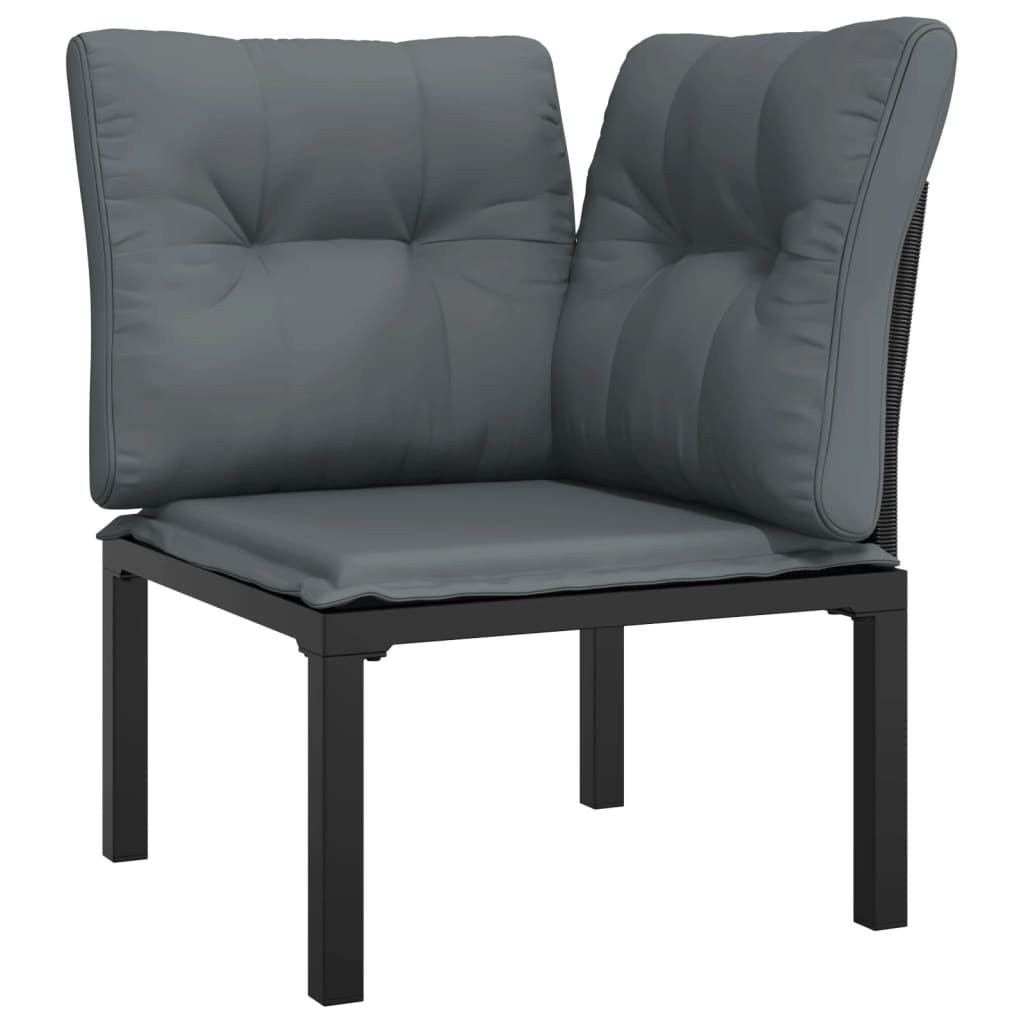 Set Mobilier De Grădină, 7 Piese, Negru Și Gri, Poliratan