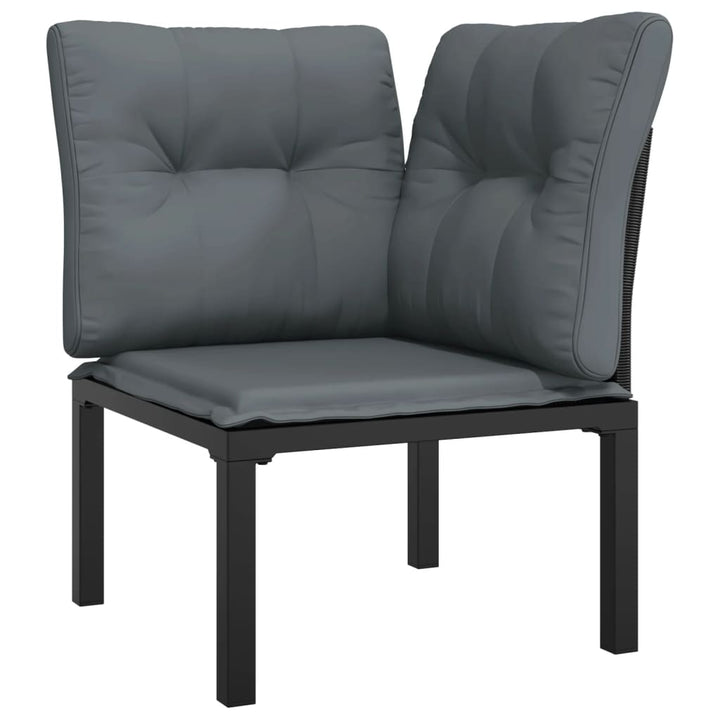 Set Mobilier De Grădină, 7 Piese, Negru Și Gri, Poliratan